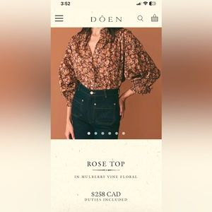 Rose top from Doên medium size brand new